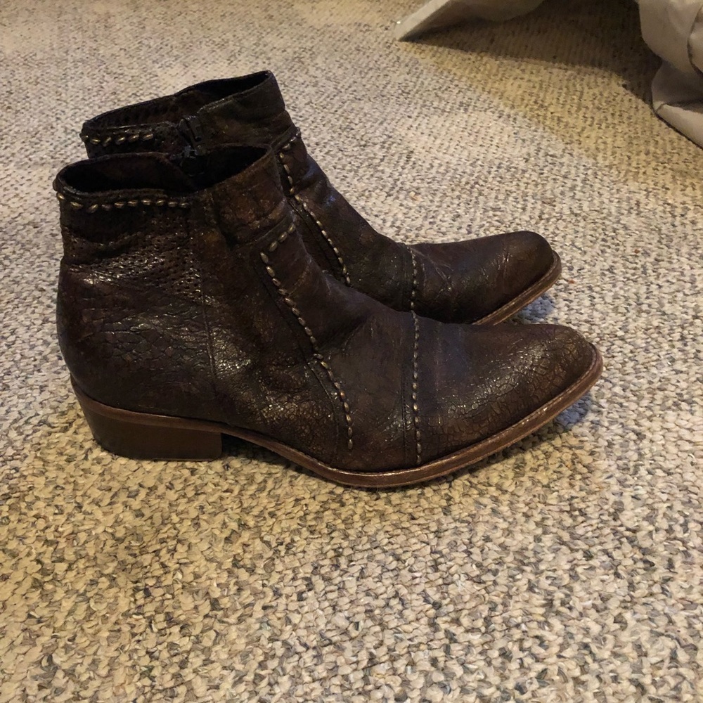 Brown leather boots